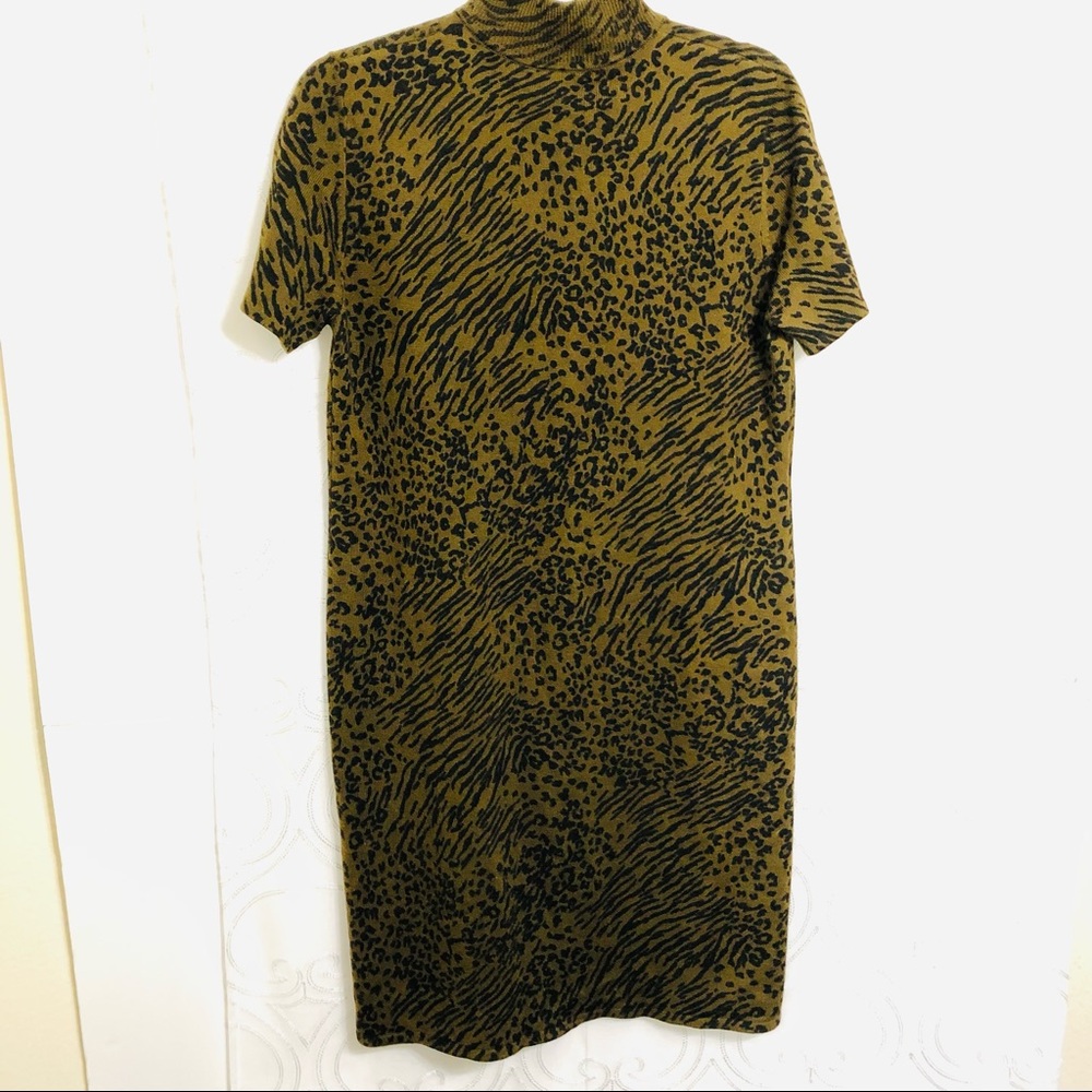 LENNIE FOR NINA LEONARD |  SWEATER ZEBRA PRINT DRESS